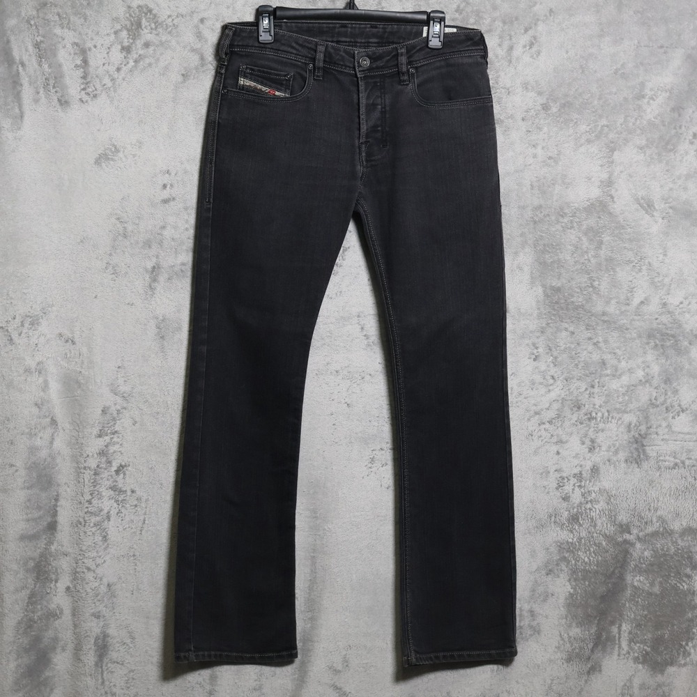 Diesel Zatiny Jeans Mens 32x32 Black Regular Bootcut Stretch Button Fly Stretch